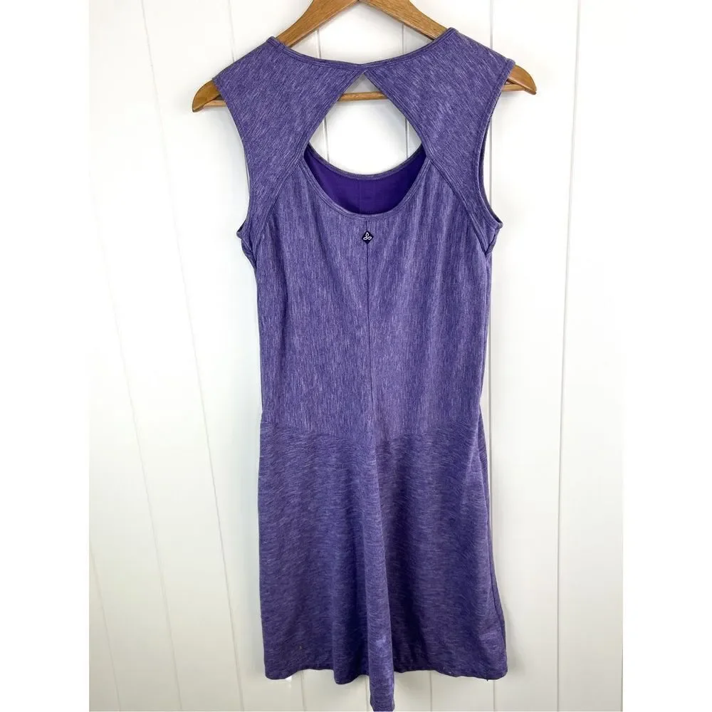 Prana Calico‎ Sleeveless Stretch Dress Ultra Violet Cut Out Back Size S